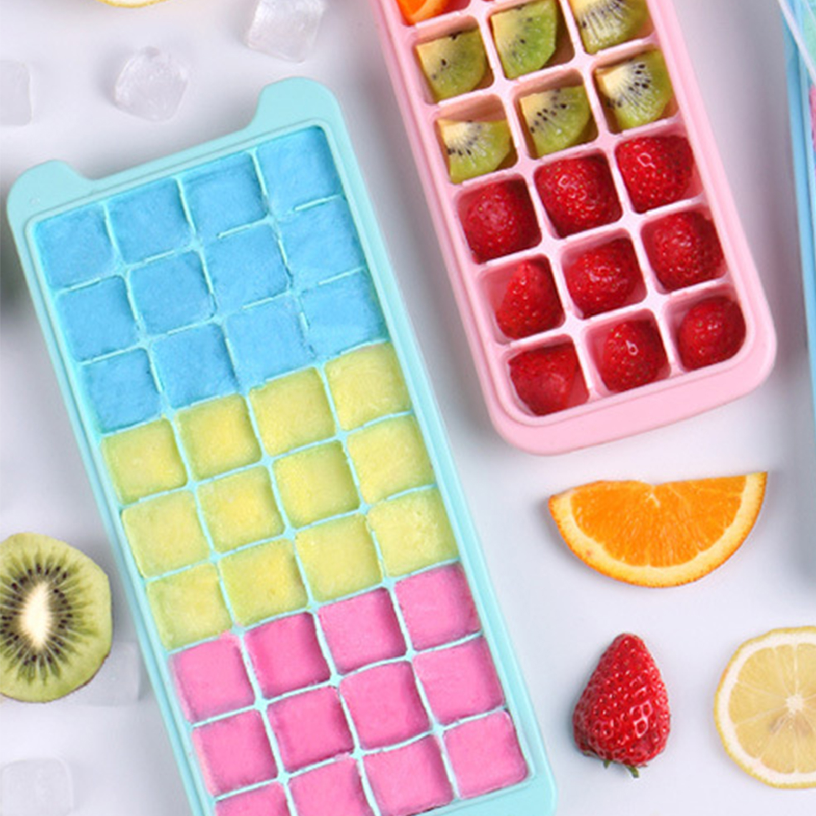 Ice Cube Trays,Ice Tray Food Grade Flexible Silicone Ice Cube Tray Molds with Lids, Easy Release Ice Trays Make 24/36 Ice Cube, Stackable Dishwasher Safe - image 4 of 8