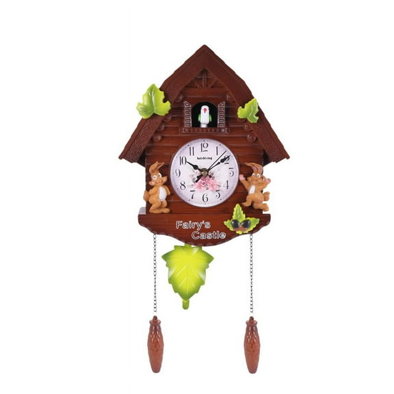 Cute Bird Wall Clock Alarm Clock Clock Living Room Watch Brief Children Bedroom Decor Home Day Time Brown Plastic