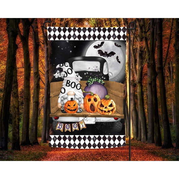 Halloween Gnome Garden Flag