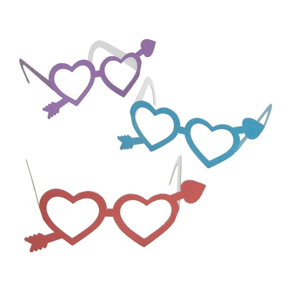 Heart-Shaped Glitter Glasses- 12 Pieces