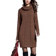 thumbnail image 1 of Fashnice Robe Chandail pour Femmes, Mini Robe à Enfiler, Col Roulé, Chaude, Camel 3TG, 1 of 4