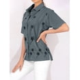 thumbnail image 2 of HAPPY BAY Women's Casual Blouse Shirt Solid Blouses Short Sleeve Button Down Dress Tops Tee Shirts Hawaiian T Shirt for Women S Ash_AD598, 2 of 4