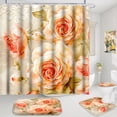 thumbnail image 2 of Waterbb 4 Pcs Bathroom Shower Curtain Set,Rose Bathroom Set, Space Shower Curtain Sets with Rugs(Bath Mat,U Shape and Toilet Lid Cover Mat) and 12 Hooks, 2 of 11