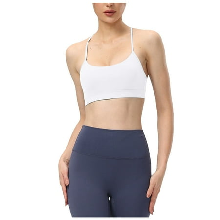 YHGFVOKJ Bras for Women Breathable Butterluxe Fashion Bra Padded Racerback Low Impact Underarm-smoothing Thin Strap Workout Underwear Tshirt Bra White S