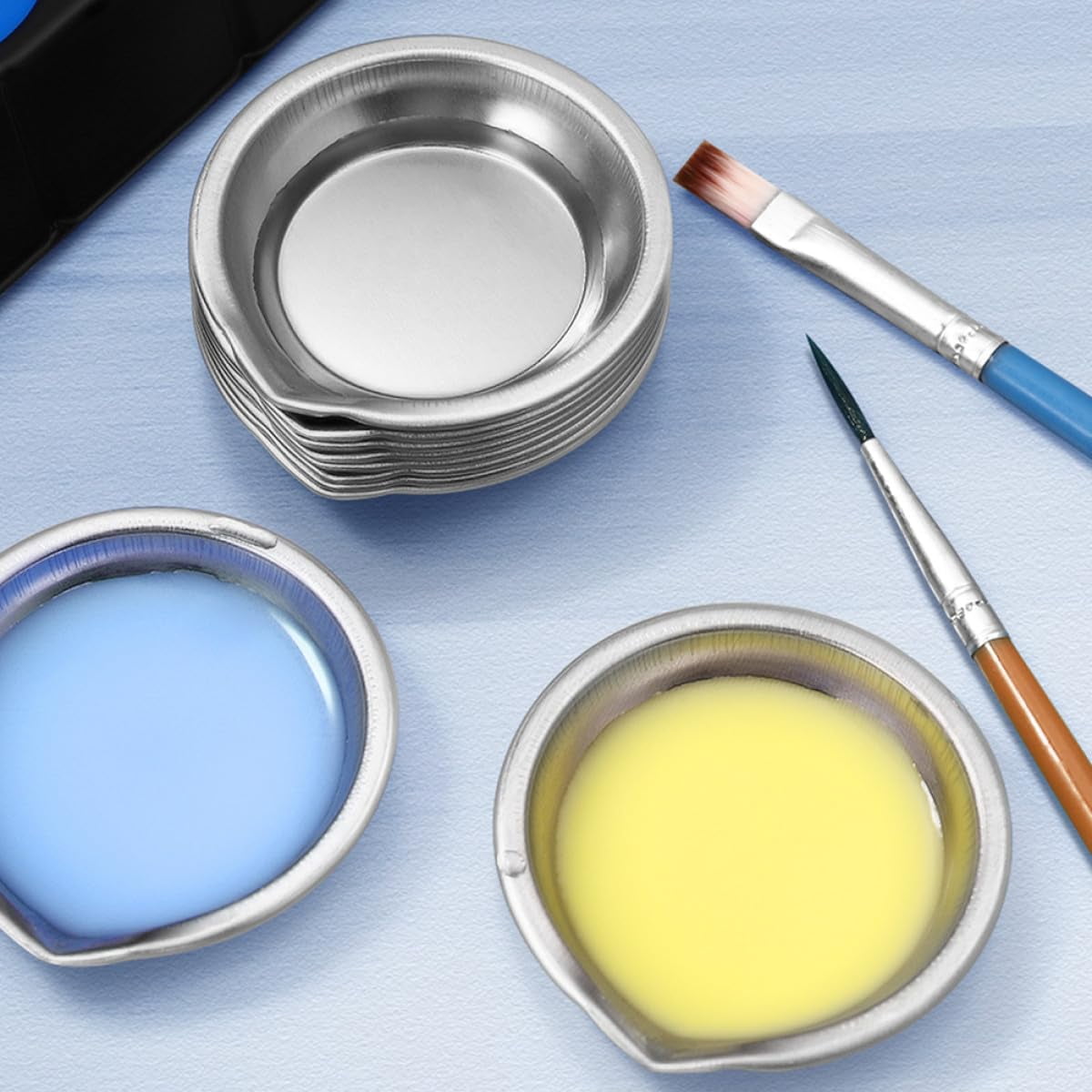 24pcs Stainless Steel Watercolor Mixing Tray Pigment Palette Lightweight Art Tray for Artists Students Schools