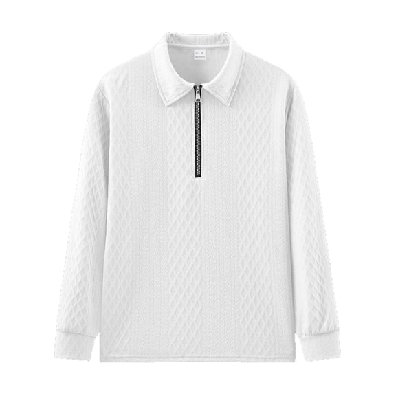 Aursykel Mens Collared Pullover Tee Shirt Big and Tall Tops Soft Long Sleeve Shirts Quarter Zip Top for Casual