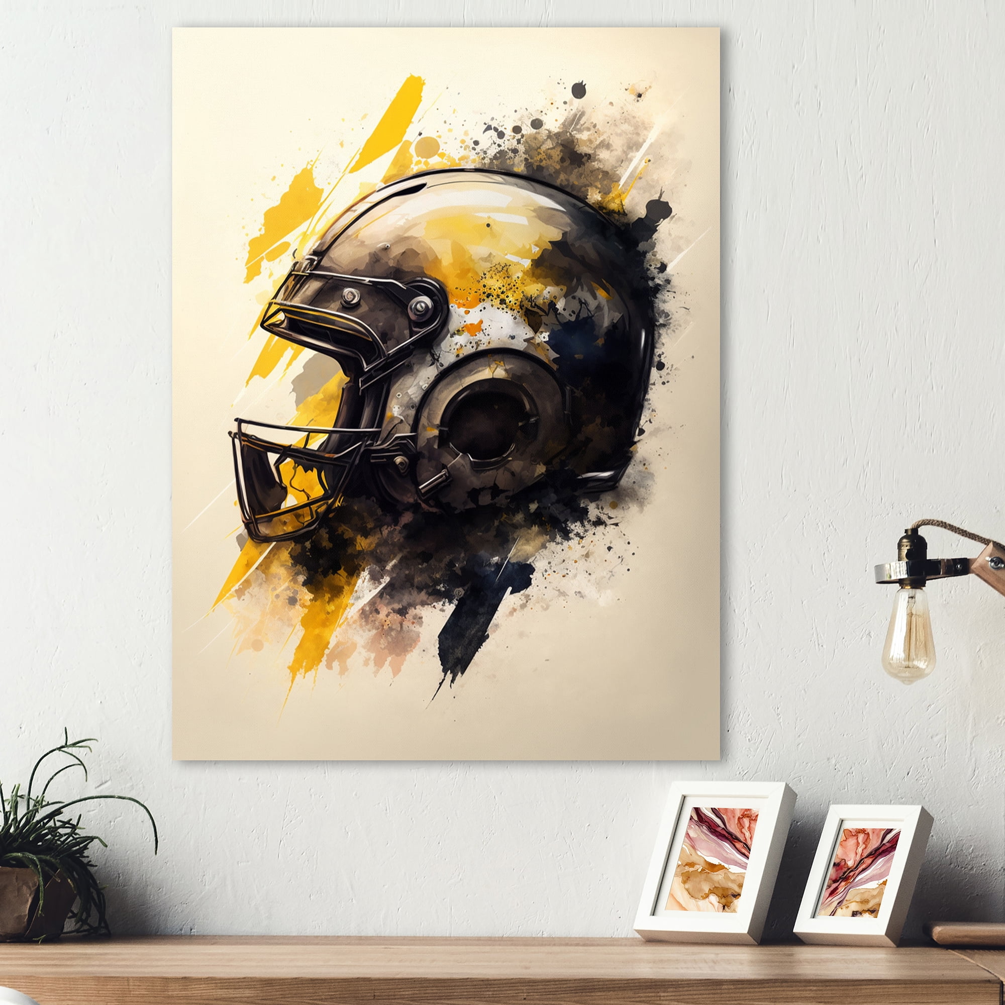 Designart Football Player Helmet I Canvas Wall Art