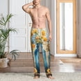 thumbnail image 6 of Lsque Rustic Blue Vase Blossoms Print Men's Pajama Pants, Lounge Pant - Comfortable Home Wear,Elastic Waistband, Stylish Design-Large, 6 of 9
