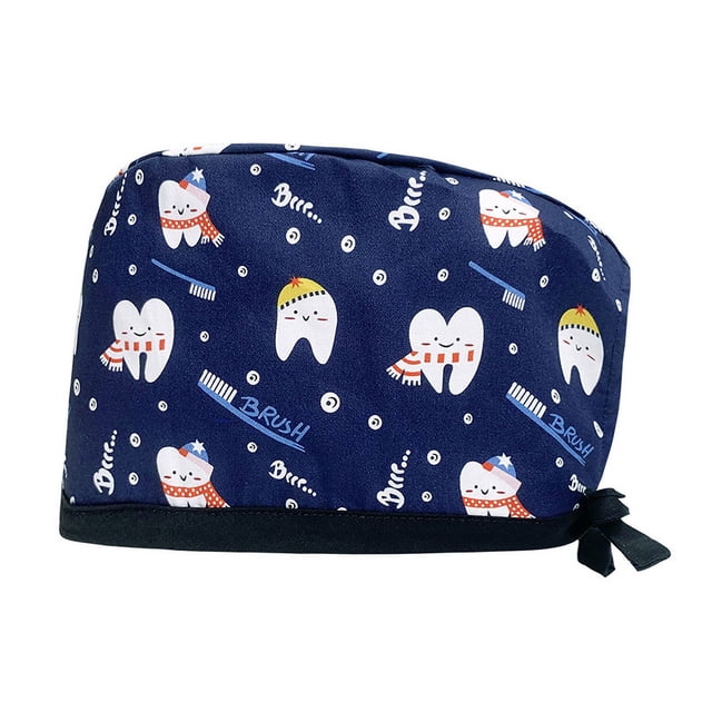 Gorro quirúrgico estampado de algodón para mujer, gorro de enfermera ajustable, gorro de limpieza bucal dental