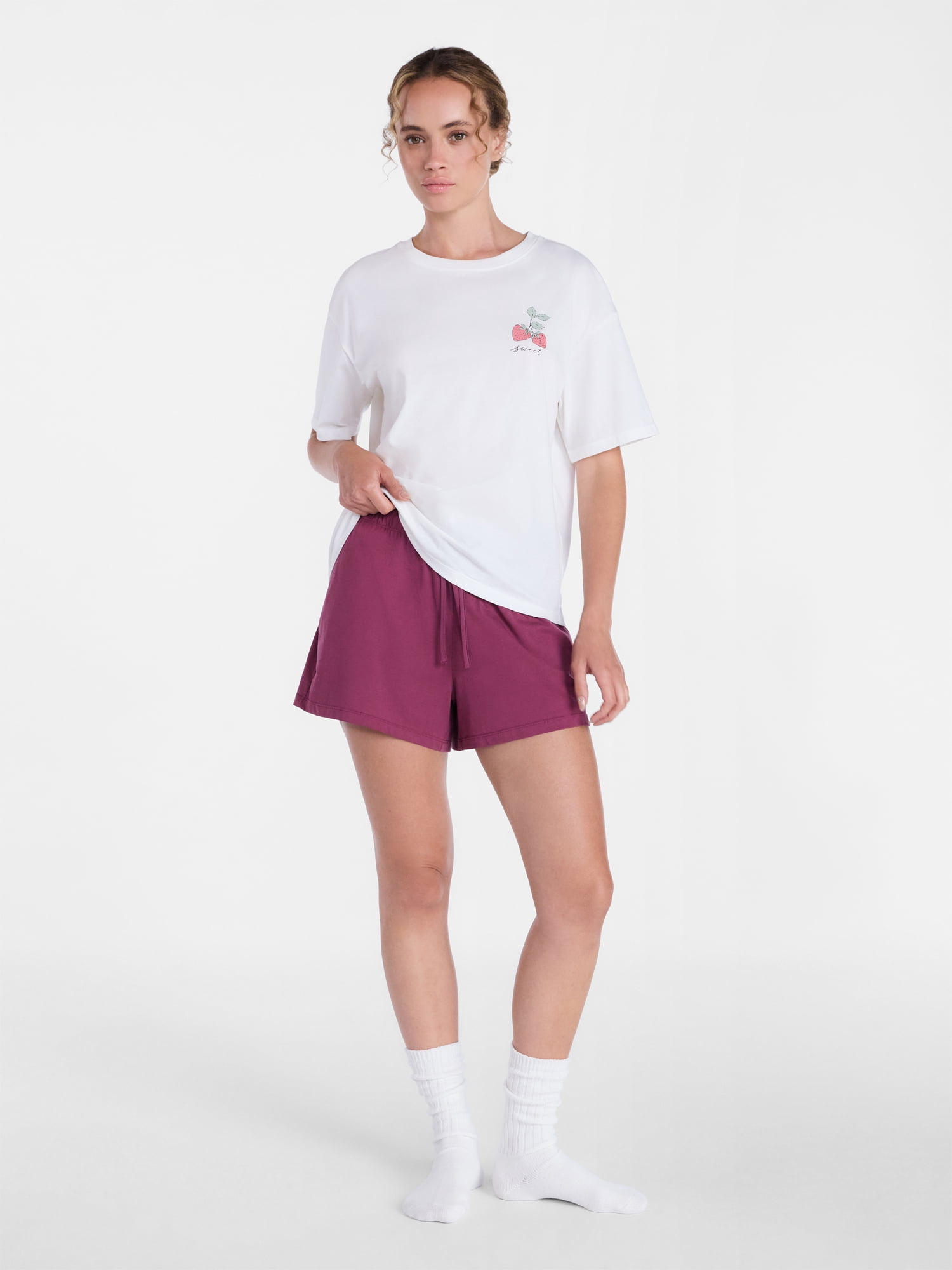 Joyspun Women's Cotton Jersey Sleep Graphic Tee with Short Sleeves, Sizes XS-3X