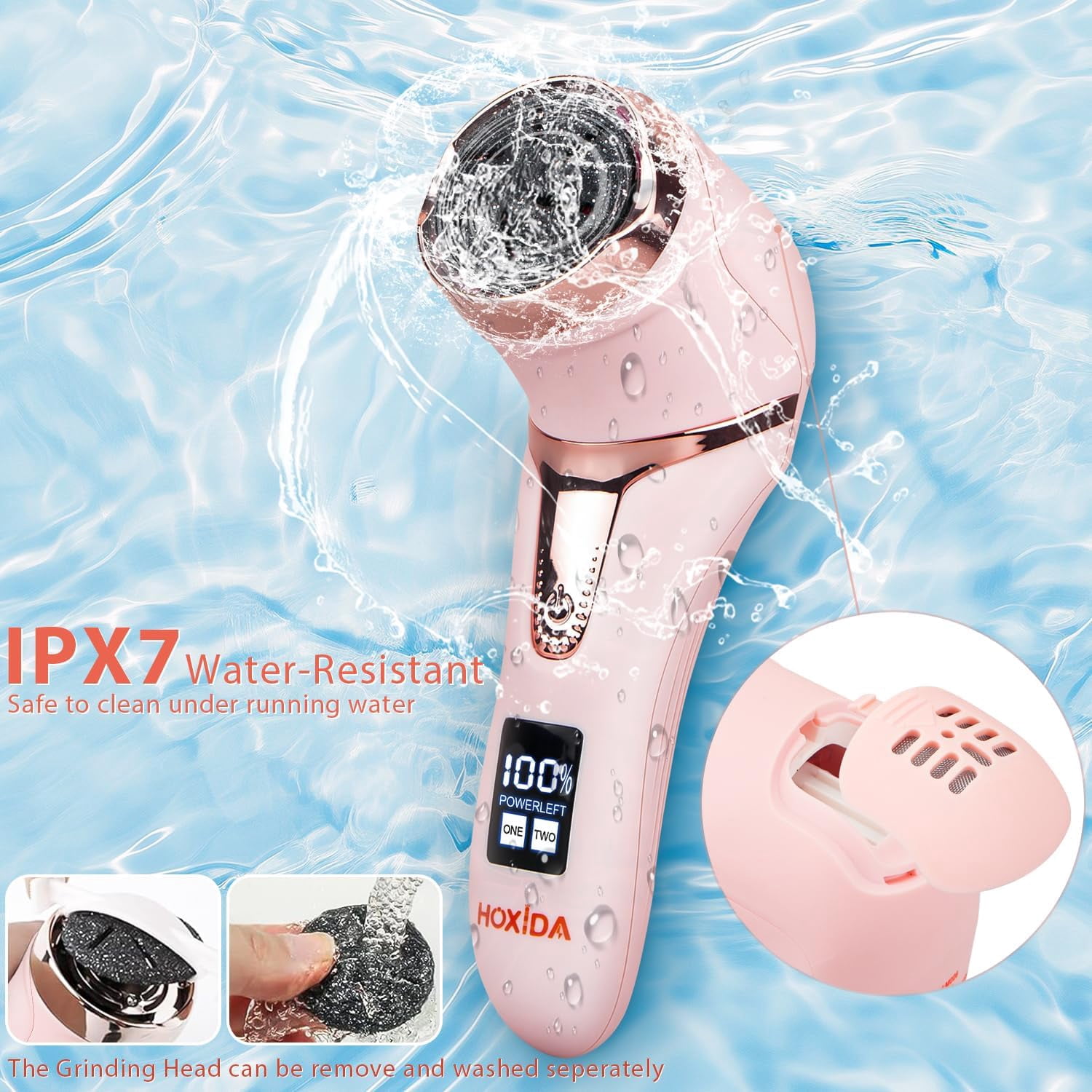Electric Callus Remover for Feet,Rechargeable Foot Callus Remover Pedicure Tools Foot File with 9 Heads &2 Speed,LCD Display with Dander Vacuum Cleaner