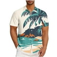 thumbnail image 2 of VBTAPA Mens Hawaiian Floral Shirt Short Sleeve Palm Tree Printed Button Down Shirts Summer Beach Vacation Tops Lightning Sales White XXXXL, 2 of 6