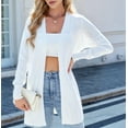 thumbnail image 6 of Women Light Cardigan Sweaters Cardigan Loose Casual Long Sleeve Open Front Breathable White S, 6 of 9