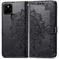 thumbnail image 2 of for Google Pixel 5A 5G Wallet Phone Case,Mandala Embossing PU Leather Phone Case with Credit Card Holder & Hand Strap Kickstand Flip Folio Closure Cover for Google Pixel 5A 5G MTL Black, 2 of 16