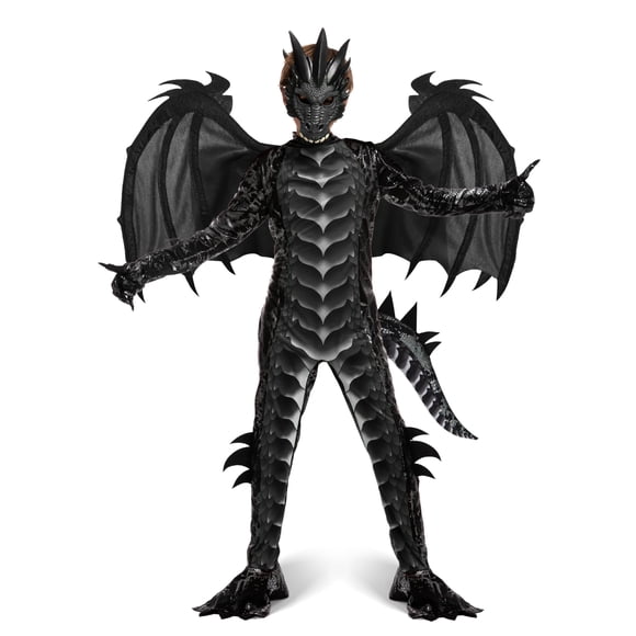 Set de disfraz de dragón negro para niños de Spooktacular Creations