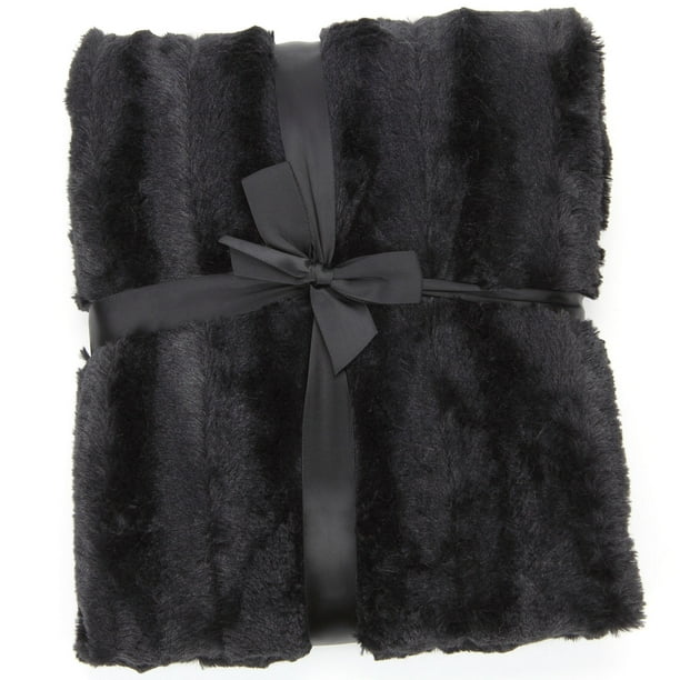Cheer Collection Faux Fur to Microplush Reversible Throw Blanket