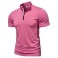 thumbnail image 6 of vdgthytj Workout Shirts for Men Short Sleeve Quarter Zip Neck Lightweight Breathable Solid Gym Athletic Pullover, 6 of 7