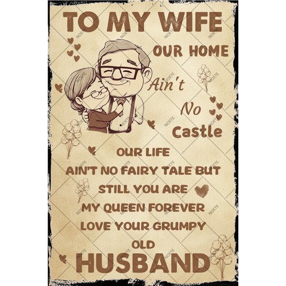 To My Wife Decor Romantic Couple Wall Metal Tin  Sign Heartfelt Gift for Her from Husband  8x12 Inch Bedroom Decor for Couples