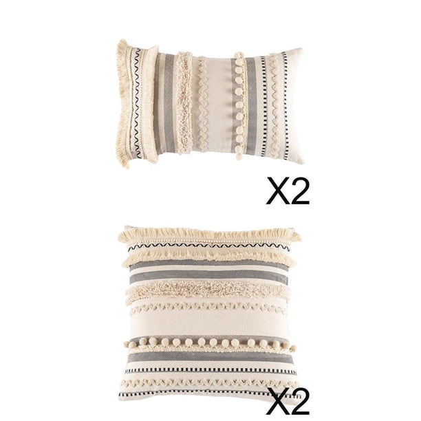 Funda de Cojín Boho Marroquí, Funda de Almohada Decorativa Tejida para Granja