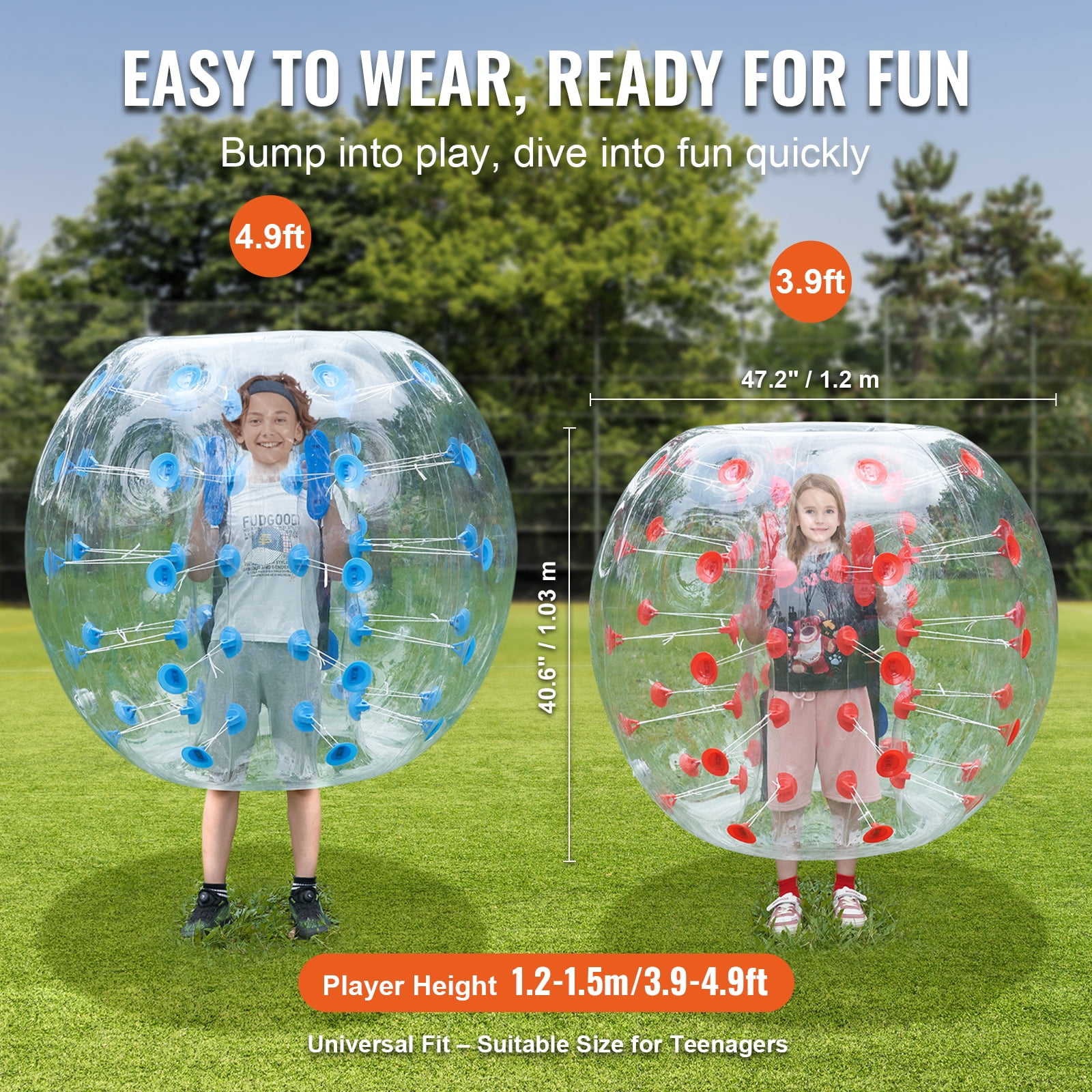 KFFKFF 2-Pack 4FT/1.2M Inflatable Bumper Balls Sumo Zorb Balls for Teens & Adults