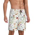 thumbnail image 2 of Naloa Wildflower Watercolor Men's Short Pajama Pants, Lounge Comfort Shorts with Elasticized Waistband and Side Pockets - X-Large, 2 of 9