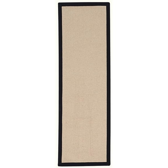 Riverbay Furniture Machine Tufted Wool 2'6"x12' Rug in Natural and Black