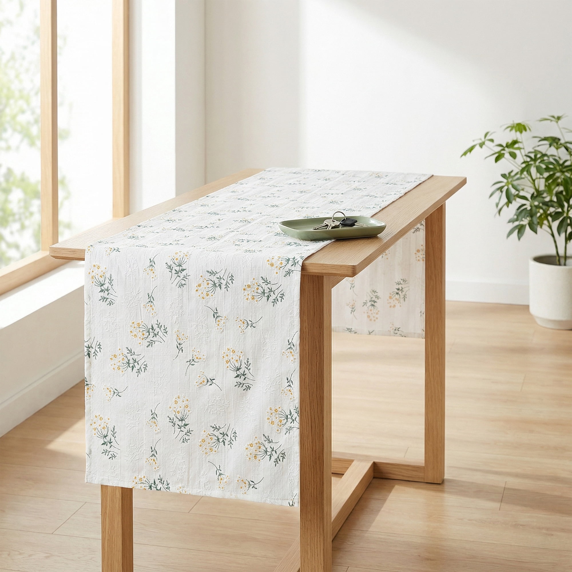 Unique Bargains Cotton Kitchen Runner for Dining Table Decoration Lilac 11.8" x 63"