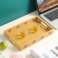 thumbnail image 4 of Wooden Tray 1PC Bamboo Tray Carved Tea Tray Tableware Rack Fruit Bread Dessert Tea Food Tray With Handle 40X28X4.5cm, 4 of 6