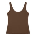 thumbnail image 3 of Duoif Womens Tank Tops, Ribbed Square Neck Vest, Summer Knitted Sweater Top Womens Shirts Coffee M, 3 of 5
