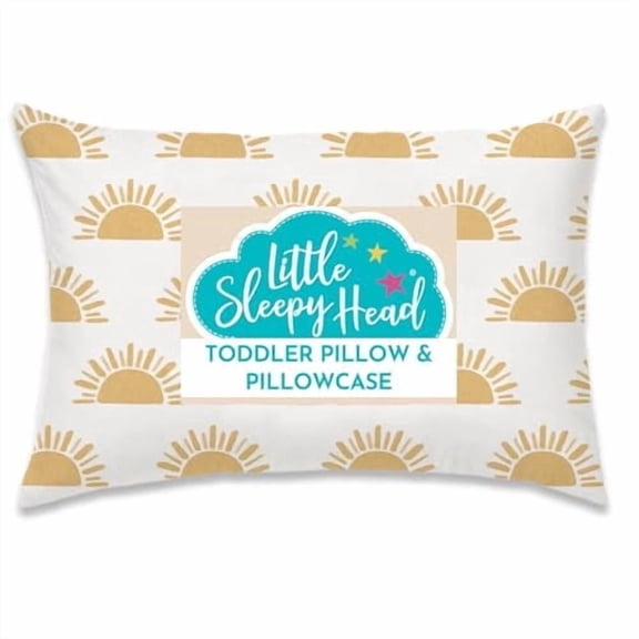 Little Sleepy Head Toddler Pillow with Pillowcase (Sunshines) Best Pillow for Kids! 13x18"