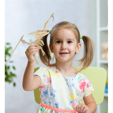 Puzzled Pteranodon 3D Woodcraft Jigsaw Construction Puzzle Kit - Wooden Flying Dinosaur Skeleton Model 23 Pieces Precut Woods - Awesome Brain Teasing Activity For Kids And Adults - Item 1028-80