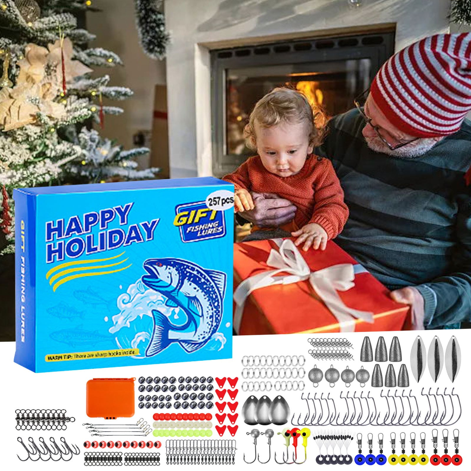257 Pcs Fishing Lures Kit for Freshwater & Saltwater, Bass Fishing Lure Kit Trout Bass Salmon Walleye, Fishing Hooks, Fishing Tackle Box, Fishing Accessories Kit, Lifelike Fish Bait
