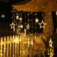 thumbnail image 4 of Guirnaldas de luces LED solares para exteriores de 3,5 m, cortina de luz de luna y estrellas, cortina de estrellas, decoración interior y exterior impermeable, blanco cálido, 4 of 8