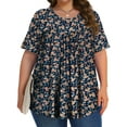 thumbnail image 3 of Fantaslook Womens Plus Size Tops Tunic Short Sleeve Shirts Floral Blouses Loose Summer Tops, 3 of 5