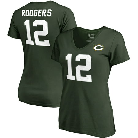 Aaron Rodgers Green Bay Packers NFL Pro Line by Fanatics Branded Women's Authentic Stack Name & Number V-Neck T-Shirt - (Aaron Rodgers The Best)