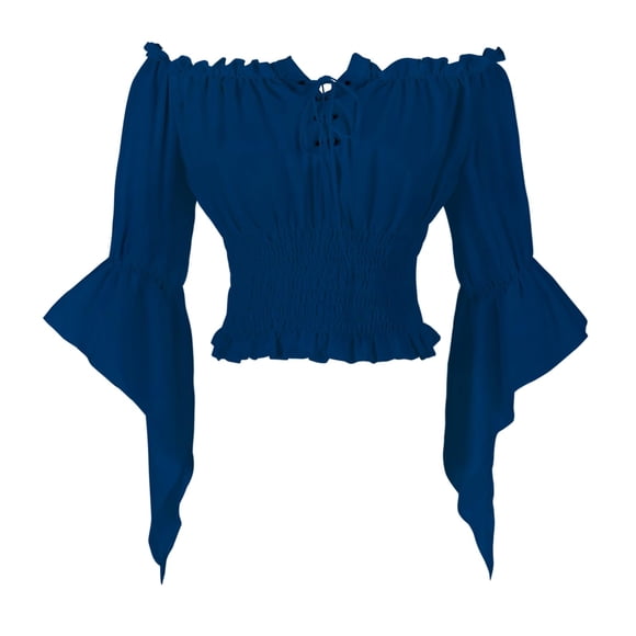 Blusa Mingyuezai Renaissance Peasant con hombros descubiertos para mujer