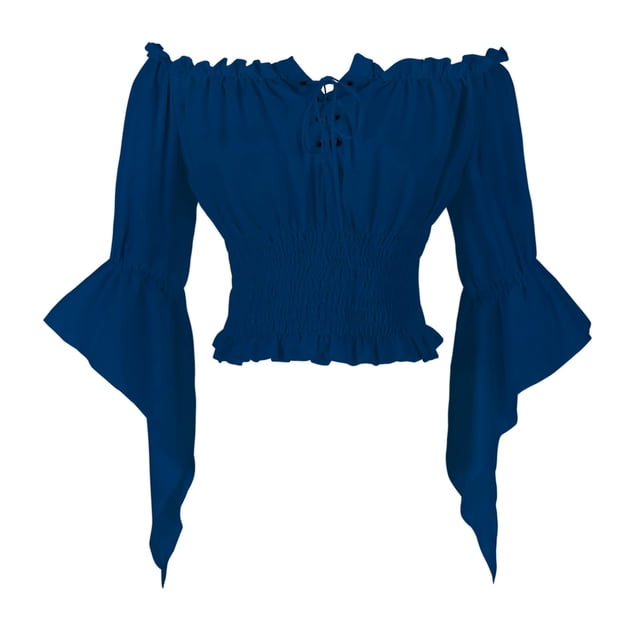 Blusa Mingyuezai Renaissance Peasant con hombros descubiertos para mujer
