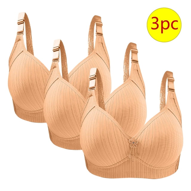 Bras for Women, 3PC Womans Large Size Solid Color Without Steel Ring Gathering Comfortable Bras Daily Bra