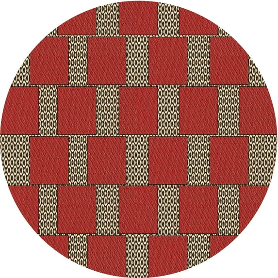 Ahgly Company Machine Washable Indoor Round Transitional Red Area Rugs, 7' Round