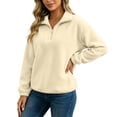 thumbnail image 4 of vdgthytj Sweatshirts for Women Long Sleeve Quarter Zip Lapel Collar Fleece Loose Fitted Fall Winter Warm Casual Pullover Tops(Small,Yellow), 4 of 7