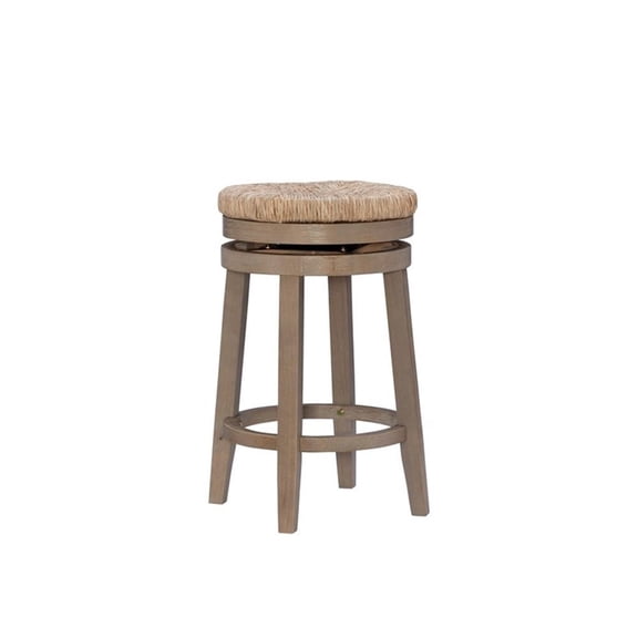 Pemberly Row Transitional 25" Wood Swivel Counter Stool in Natural Brown