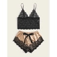 thumbnail image 3 of Conjunto de pijamas de seda satinada para mujer, ropa de dormir con estampado Floral, pantalones superiores, ropa de dormir para el hogar, otoño, 3 of 4