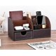 thumbnail image 2 of PU Leather Office Desk Organiser Tidy Pen Pencil Pots Stationery Storage Box Desk Accessories, 2 of 4