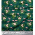 thumbnail image 1 of Soimoi Moss Georgette Fabric Floral & Cute Animals Cartoon Printed Fabric 1 Yard 42 Inch Wide, 1 of 3