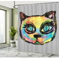 thumbnail image 5 of Ambesonne Cat Shower Curtain, Sketch Art Dark Big Eyes, 69"Wx70"L, Multicolor, 5 of 5