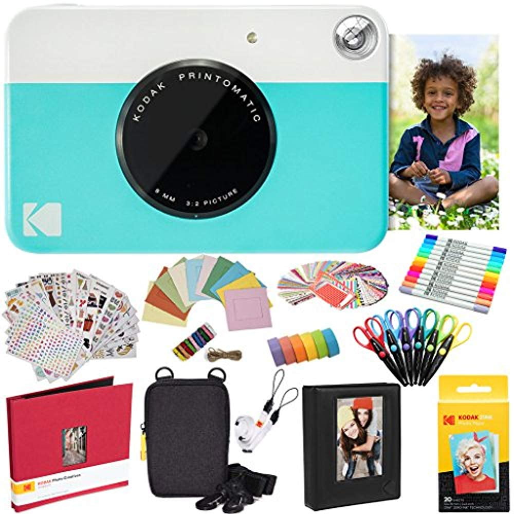 Kodak Printomatic Instant Camera (Blue) AllInBundle + Zink Paper (20