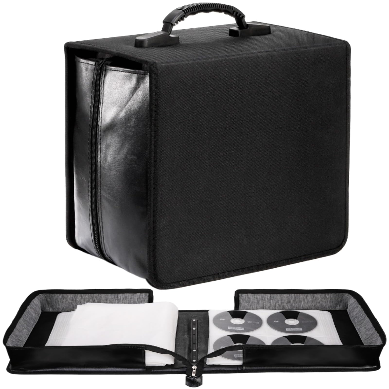 520 Capacity CD/DVD Case Holder, Large Media Storage Binder with Zipper & Carry Handle, Portable Disc Organizer for Home, Office, Travel – Fits CD, DVD, Blu-ray & Video Games