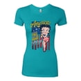 thumbnail image 2 of Wild Bobby, Betty Boop America Land of the Free Home of the Brave Betty Boop Womens Slim Fit Junior Tee, Tahiti Blue, X-Large, 2 of 5