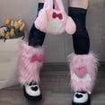 thumbnail image 4 of Japanese Plush Leg Sleeves Stylish Winter Accessory for Women 3D Heart and Bowknot Thick Leg Warmers Boot Covers, 4 of 8