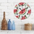 thumbnail image 3 of Yayeee 10" Wall Clock Battery Operated Quartz Round Silent Non-Ticking Home Decor, White Watermelon, 3 of 6
